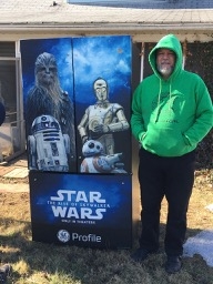Thomas with our new Star Wars refrigerator